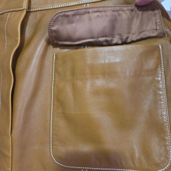 EUC LIKE NEW ELLEN TRACY LINDA ALLARD TAN GENUINE LEATHER PENCIL SKIRT SIZE 10 - Picture 9 of 16